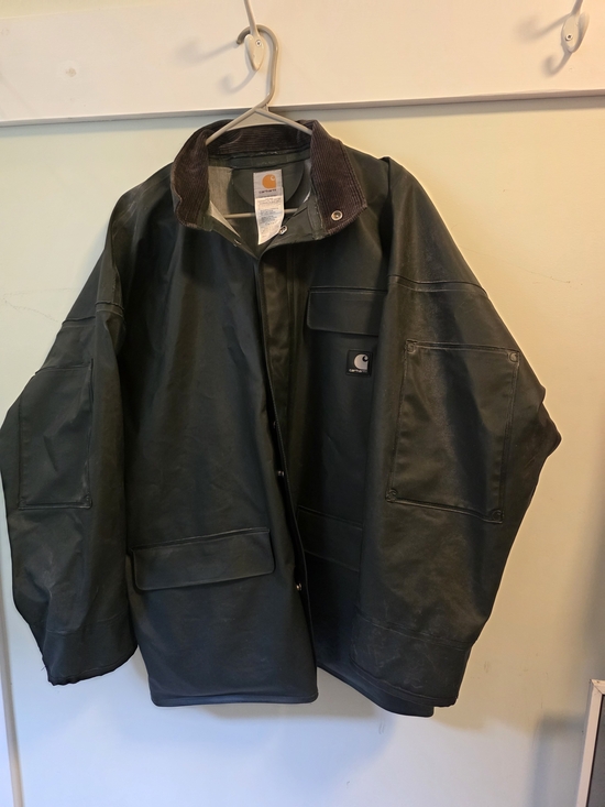 Carhartt Other - Carhartt Men's Dark Green Work Raincoat with Corduroy Collar